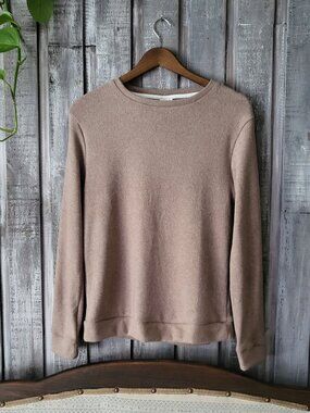 Crewneck Sweatshirt Medium Ultra Soft Rib Knit Pullover NWOT Taupe Brown